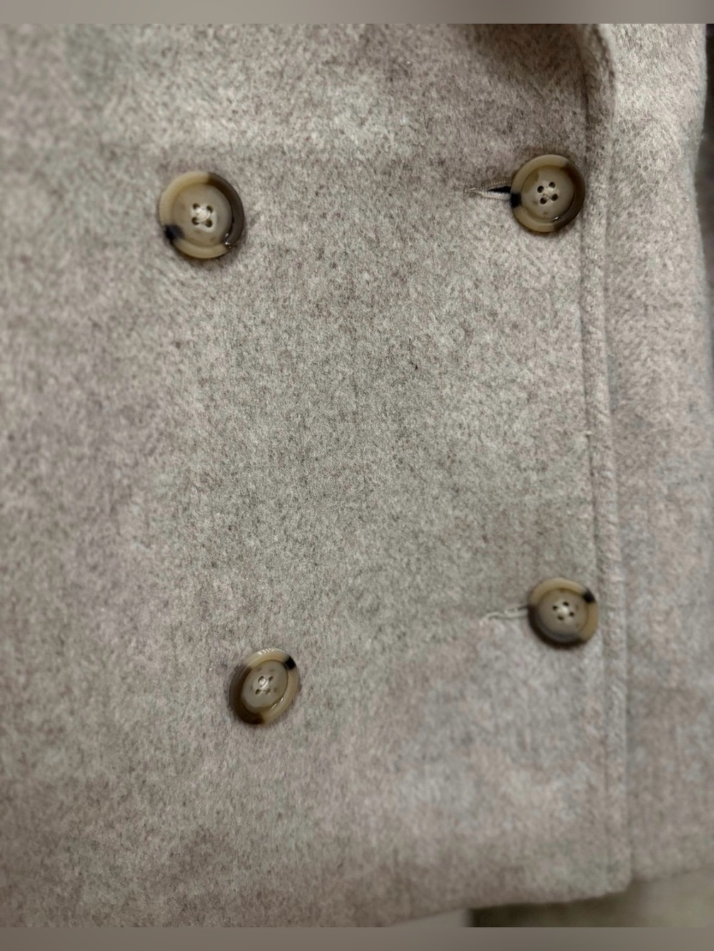 Hollister Soft Wool Blend Cropped Pea Coat in “Oatmeal/Cream Herringbone” Size S - Picture 4 of 10